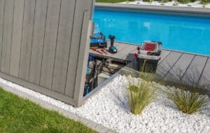 swimming pool heater maintenance in progress